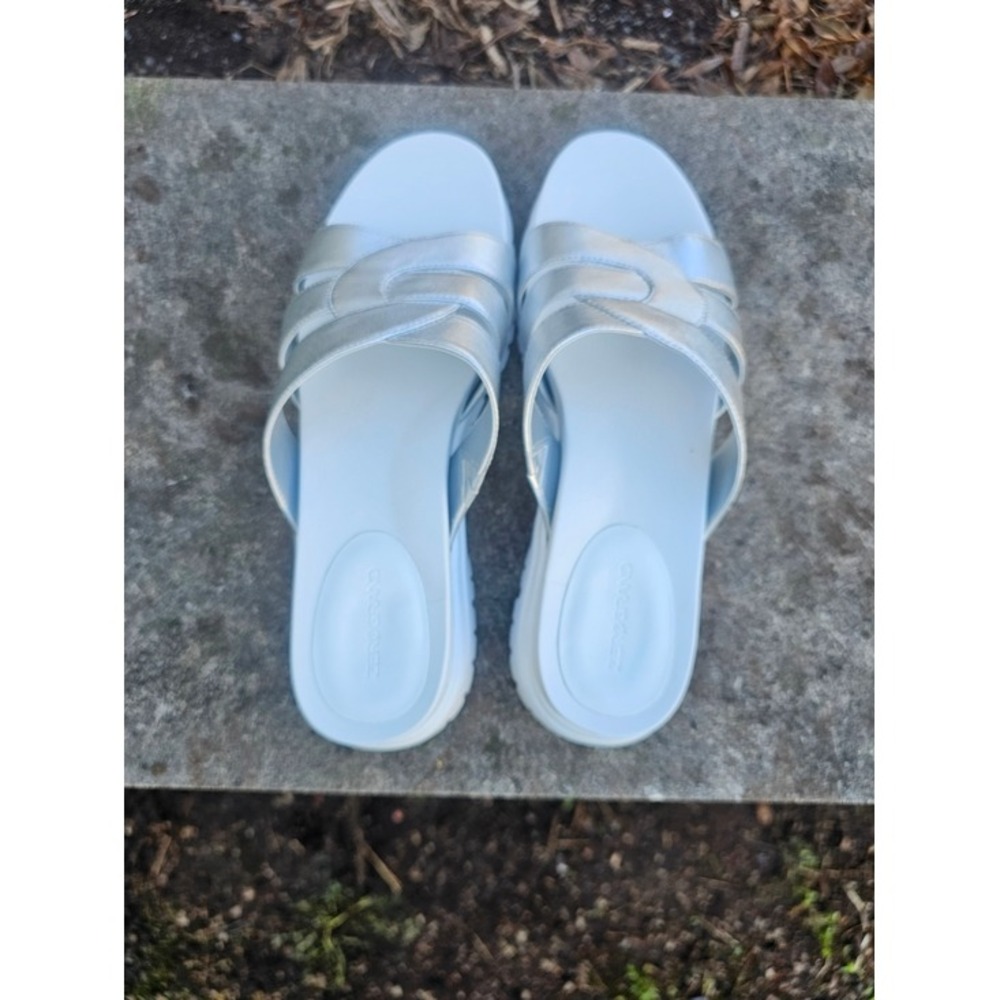 Cole Haan Zerogrand Slide Sandals Womens 9B Silver Metallic Platform Comfort ~ - Picture 6 of 10